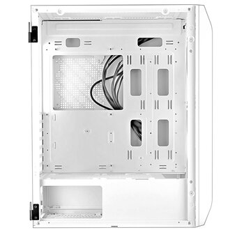  Корпус Ginzzu GL185 White боковая дверца закаленное стекло на петлях на магнитах 