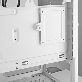  Корпус Ginzzu GL185 White боковая дверца закаленное стекло на петлях на магнитах 
