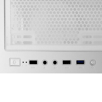  Корпус Ginzzu GL185 White боковая дверца закаленное стекло на петлях на магнитах 