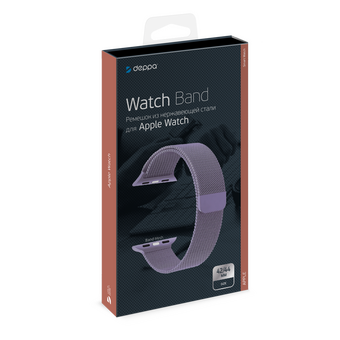  Ремешок Deppa Band Mesh для Apple Watch 42/44mm 47148, нерж, лавандовый 