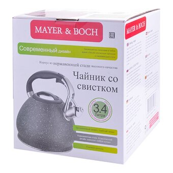  Чайник MAYER&BOCH 28555 3,4л нерж со свистком MB (х12) 
