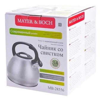  Чайник MAYER&BOCH 28556 3,4л нерж со свистком MB (х12) 