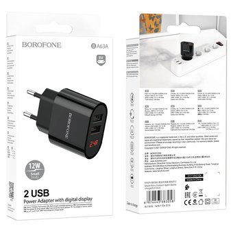  СЗУ Borofone BA63A Richy dual port digital display, black 
