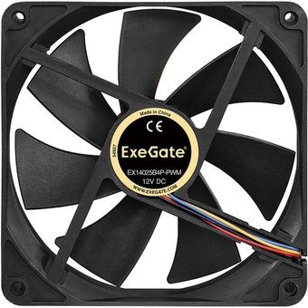  Вентилятор ExeGate EX14025B4P-PWM EX288929RUS (140x140x25 мм, двойной шарикоподшипник, 4pin, PWM, 28dBA) 