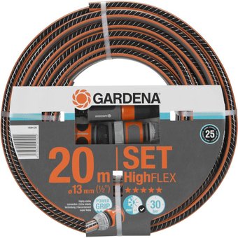  Шланг Gardena Highflex 1/2" 20м поливочный армированный черный/оранжевый (18064-20.000.00) 