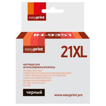  Картридж Easyprint C9351CE №21XL (IH-9351) для HP Deskjet 3920/D1360/D1460/D1560/D2330/F2180/F380/PSC1410, черный 