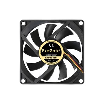  Вентилятор ExeGate ExtraSilent ES08015B3P EX288923RUS (80x80x15 мм, 2-Ball (двойной шарикоподшипник), 3pin, 1600RPM, 22dBA) 