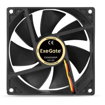  Вентилятор ExeGate EX09225B3P EX288926RUS (92x92x25 мм, 2-Ball (двойной шарикоподшипник), 3pin, 2100RPM, 27dBA) 