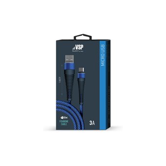  Дата-кабель Fishbone USB - micro USB, 3А, 1м, темно-синий, Borasco 