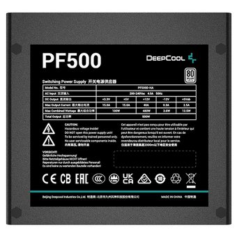  Блок питания Deepcool PF500 80+ (ATX 2.4 500W, PWM 120mm fan, 80 Plus, Active PFC) RET 