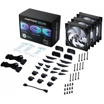  Комплект вентиляторов PHANTEKS D30 DRGB Black (PH-F140D30_DRGB_PWM_BK01_3P) (3шт.) 140x140x30мм (PWM, 250-1800 об/мин, 29.5dBa) 