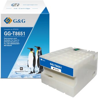  Картридж струйный G&G GG-C13T865140 T8651 черный (176мл) для Epson WorkForce Pro WF-M5690DWF/M5190DW 