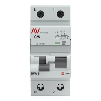  Дифавтомат EKF Averes DVA-6 (rcbo6-1pn-25C-30-a-av) 