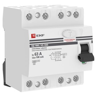  УЗО EKF PROxima 4P (elcb-4-63-100S-em-pro) 