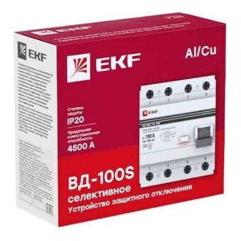  УЗО EKF PROxima 4P (elcb-4-63-100S-em-pro) 