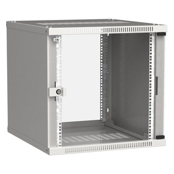  Шкаф коммутационный ITK Linea WE (LWE3-09U64-GF) настенный 9U 600x450мм пер.дв.стекл серый сталь 