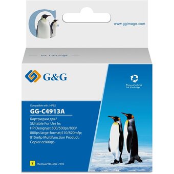  Картридж струйный G&G GG-C4913A 82 желтый (72мл) для HP DJ 500/800C 