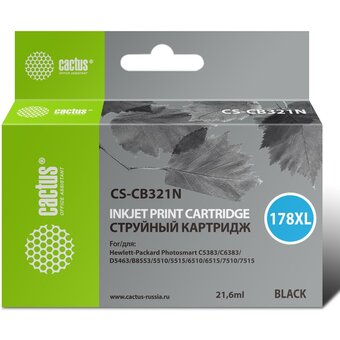  Картридж струйный Cactus CS-CB321N(CS-CB321) 178XL черный (21.6мл) для HP PS B8553/C5383/C6383/D5463 