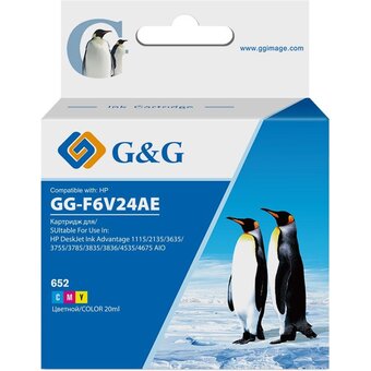  Картридж струйный G&G GG-F6V24AE 652 многоцветный (20мл) для HP IA 1115/2135/3635/4535/3835/4675 