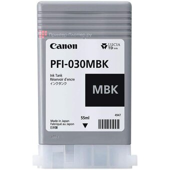  Картридж струйный Canon PFI-030MBK 3488C001АА черный матовый (55мл) для Canon imagePROGRAF TA-20, TA-30, TM-240, TM-340. 