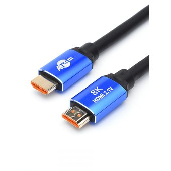  Кабель Atcom HDMI-HDMI 2m (HIGH speed, Metal gold, в пакете) поддержка 8K VER 2.1 (AT8888) 