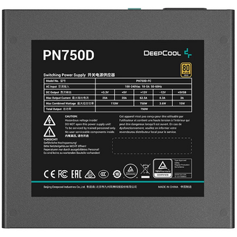  Блок питания Deepcool PN750D (ATX 3.1, 750W, PWM 120mm fan, Active PFC, 80+ Gold, Gen5 PCIe) RET 