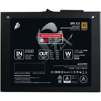  Блок питания 1STPLAYER SFX 850W Gold (PS-850SFX) / SFX, APFC, 80 Plus Gold, SR+LLC+DC-DC, 80mm fan, full modular 