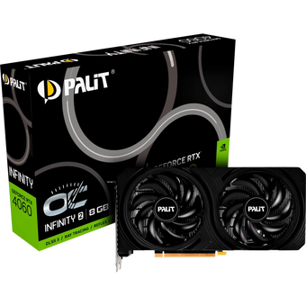  Видеокарта Palit RTX4060 Infinity 2 OC 8Gb (NE64060S19P1-1070L) GDDR6 128bit 3xDP HDMI 2Fan 