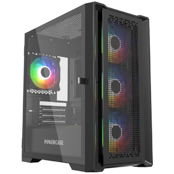  Корпус Powercase ByteFlow Micro Black (CAMBFB-A4), Tempered Glass, 4х 120mm ARGB fans, ARGB HUB, чёрный, mATX 