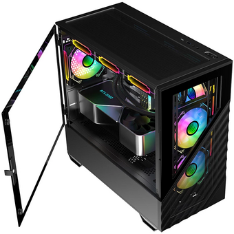  Корпус 1STPLAYER DK D7 Black (D7-BK-3F1) / mATX / 3x120mm LED fans 
