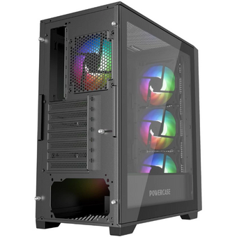  Корпус Powercase ByteFlow Micro Black (CAMBFB-A4), Tempered Glass, 4х 120mm ARGB fans, ARGB HUB, чёрный, mATX 