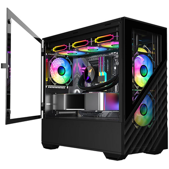  Корпус 1STPLAYER DK D7 Black (D7-BK-3F1) / mATX / 3x120mm LED fans 