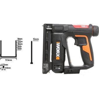  Степлер WORX WX843 20В, 2Ач х1, ЗУ 2А, кейс 