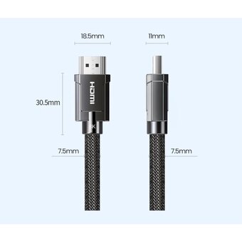  Кабель UGREEN HD135 80602 8K HDMI 2.1 Male To Male Cable 3m Gray 