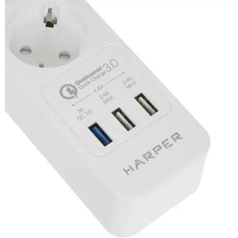  Удлинитель с USB зарядкой HARPER UCH-420 White QC3.0 
