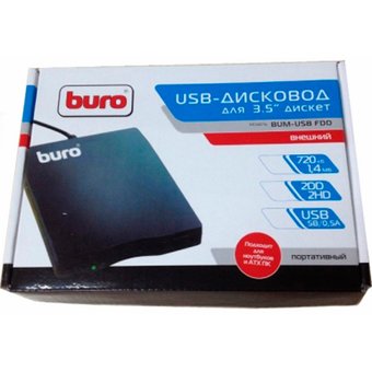  Оптический привод Buro BUM-USB FDD USB 3.5" 1.44Mb внешний черный 