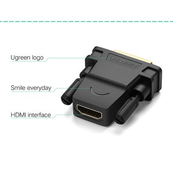  Адаптер UGreen 20124 DVI 24+1 Male to HDMI Female черный 