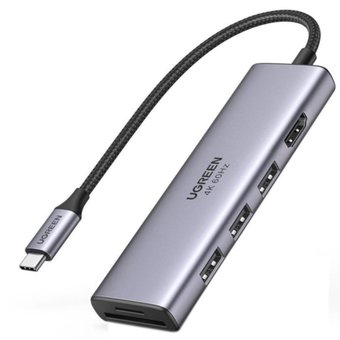  Адаптер UGreen CM511 (60383) USB-C Multifunction Adapter серый космос 