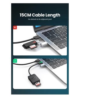  Кардридер UGreen CR127 (20250) USB 3.0 Card Reader TF+SD черный 