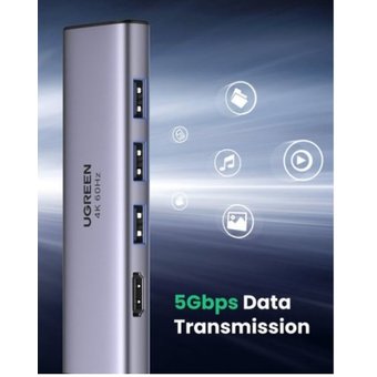 Адаптер UGreen CM511 (60383) USB-C Multifunction Adapter серый космос 