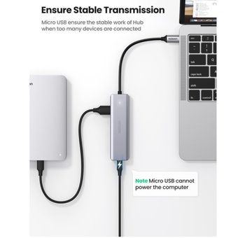  USB Hub Ugreen CM219 (70336) серый 
