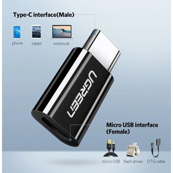  Адаптер UGreen US157 (30391) USB-C to Micro USB Adapter черный 