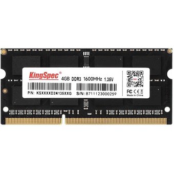  ОЗУ Kingspec KS1600D3N13504G DDR3 4Gb 1600MHz RTL PC3-12800 CL11 SO-DIMM 204-pin 1.35В 