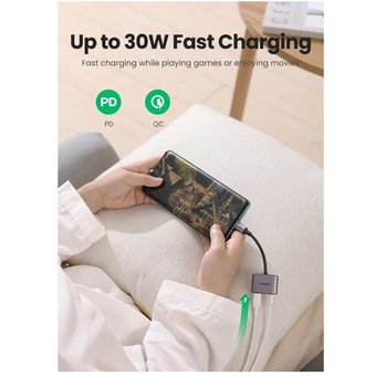  Адаптер UGreen CM231 (60164) USB-C to 3.5mm Audio Adapter with PD серый 