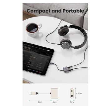  Адаптер UGreen CM231 (60164) USB-C to 3.5mm Audio Adapter with PD серый 