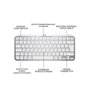  Клавиатура LOGITECH MX Keys Mini Pale Grey 920-010502 