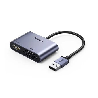  Адаптер UGreen CM449 (20518) USB 3.0 to HDMI+VGA Card 1080P серый 