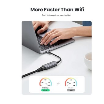  Адаптер UGreen CM199 (50737) USB Type C to 10/100/1000M Ethernet Adapter серый космос 