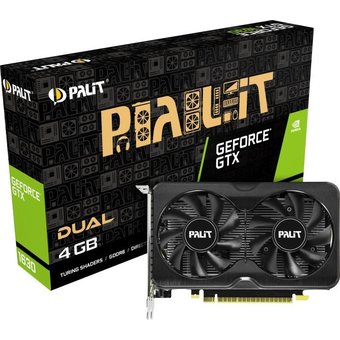  Видеокарта Palit nVidia GeForce GTX 1630 PA-GTX1630 DUAL 4G (NE6163001BG6-1175D) 4096Mb 64 GDDR6 1740/12000 HDMIx1 DPx2 HDCP Ret 