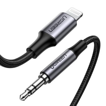  Кабель UGreen US315 (70509) Lightning to 3.5mm Aux Cable Aluminum Shell в оплетке 1 м черный 